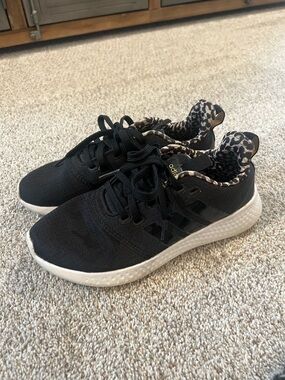 adidas Women's Black Sneakers with Leopard Print Lining